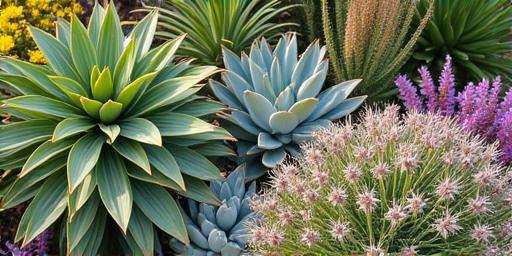 Vibrant drought-tolerant garden with succulents and native plants